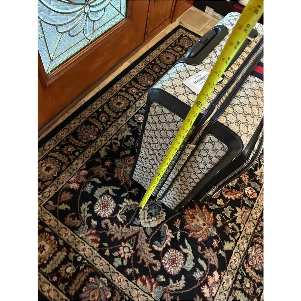 Gucci Savoy, GG Supreme suitcase, iconic blue/red web stripe made in Italy